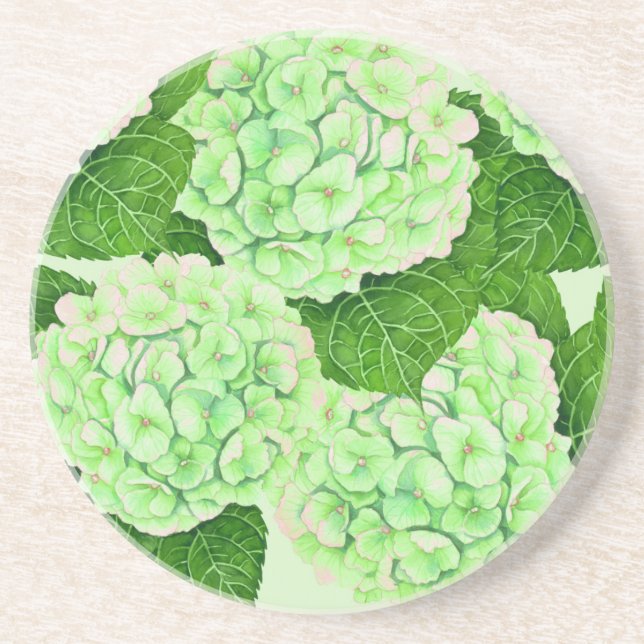 Dessous De Verre En Grès Motif d'aquarelle Hydrangea (Devant)