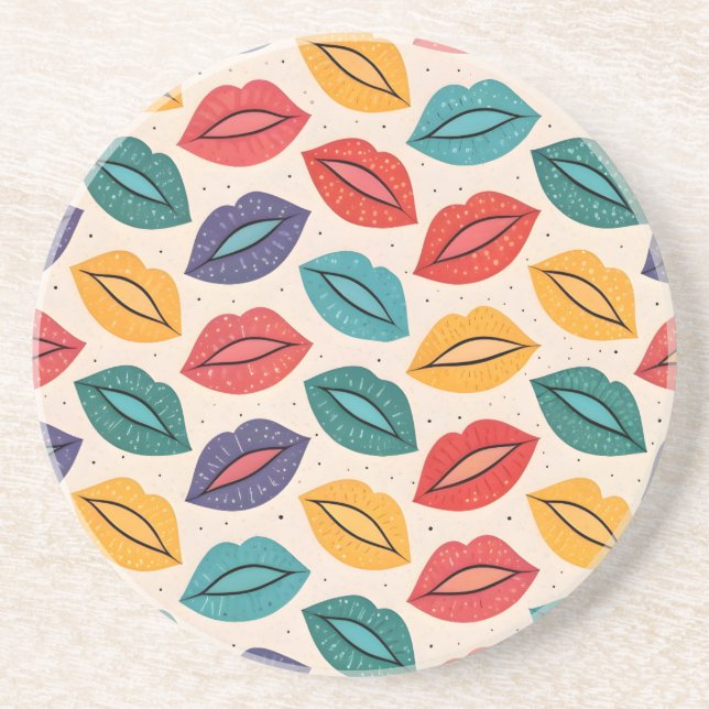 Dessous De Verre En Grès Motif de baiser (Devant)
