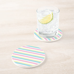 Dessous De Verre En Grès Motif de bandes de couleurs cool