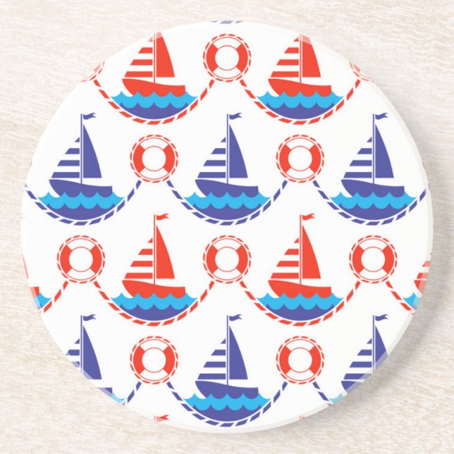 Dessous De Verre En Grès Motif de bateau à voile (Devant)