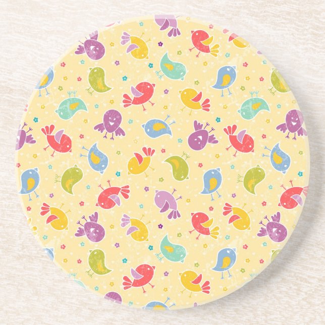 Dessous De Verre En Grès Motif de bébé avec les oiseaux mignons (Devant)