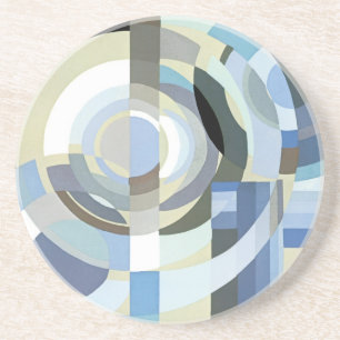 Dessous De Verre En Grès Motif de cercles bleus vintage Art Déco rétro Jazz