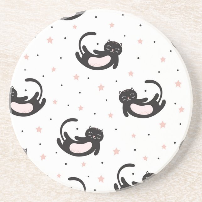 Dessous De Verre En Grès Motif de chat (Devant)