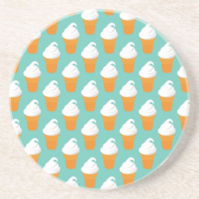 Dessous De Verre En Grès Motif de cône de glace vanille (Devant)