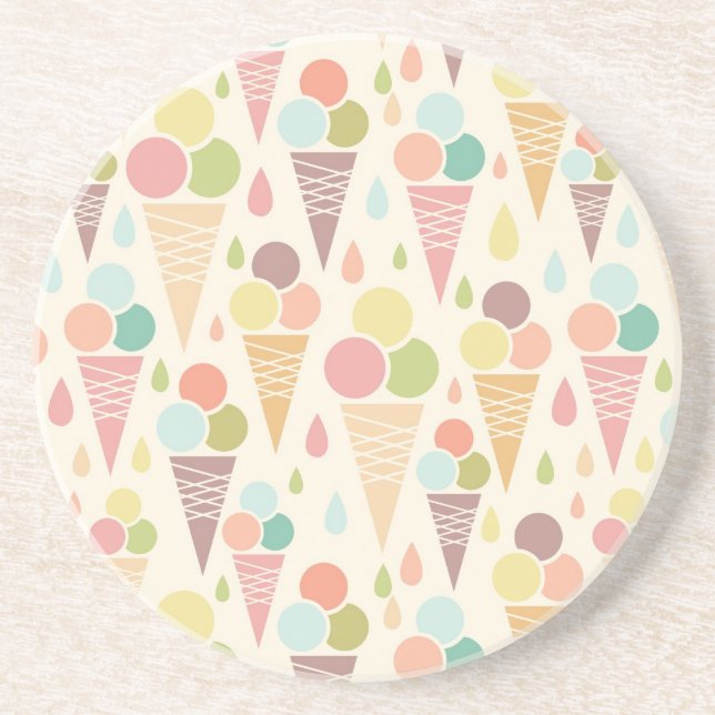 Dessous De Verre En Grès motif de cônes de crème glacée (Devant)