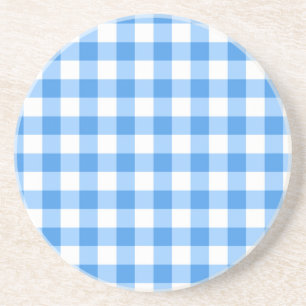 Dessous De Verre En Grès Motif de contrôle En vichy bleu et blanc