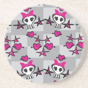 Dessous De Verre En Grès Motif de crânes d'Emo