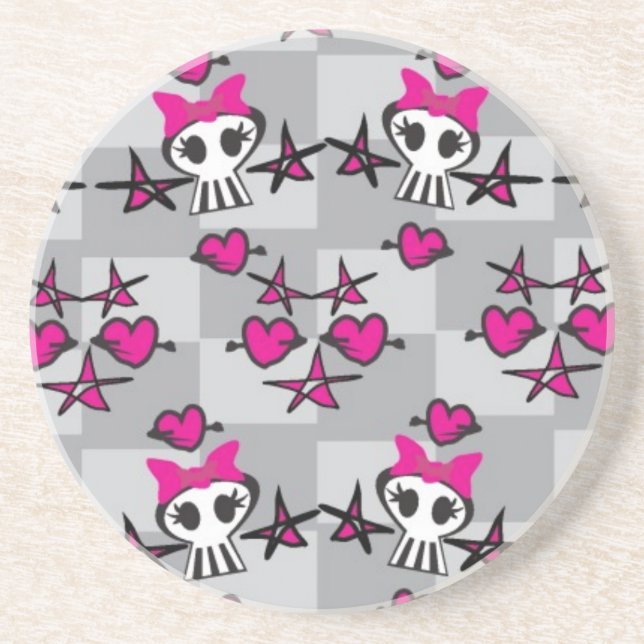 Dessous De Verre En Grès Motif de crânes d'Emo (Devant)