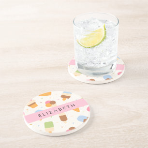 Dessous De Verre En Grès Motif de crème glacée, cône de crème glacée, Votre