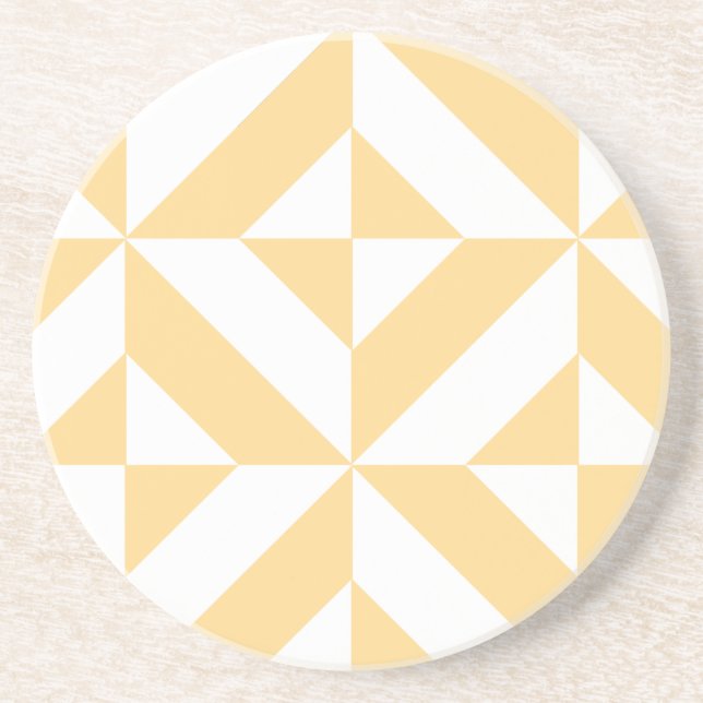 Dessous De Verre En Grès Motif de cube géométrique Pale Melon (Devant)