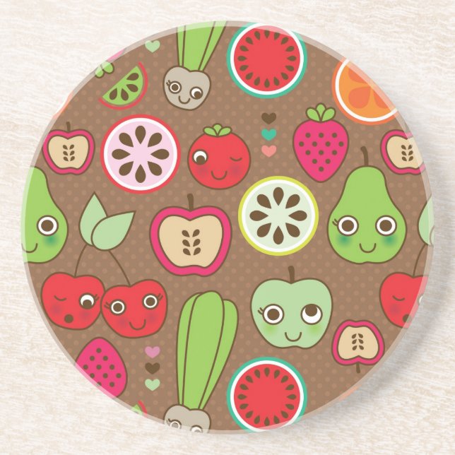 Dessous De Verre En Grès Motif de cuisine de fruit (Devant)