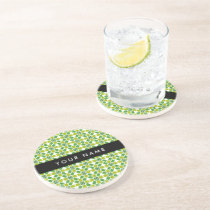 Dessous De Verre En Grès Motif de feuille, feuilles vertes, Votre nom
