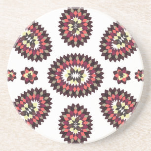 Dessous De Verre En Grès Motif de fleurs Mandala