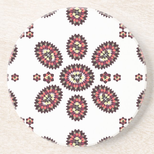 Dessous De Verre En Grès Motif de fleurs Mandala (Devant)
