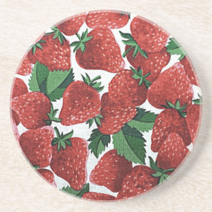 Dessous De Verre En Grès Motif de fraises et de crème