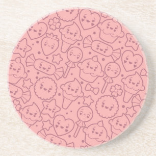 Dessous De Verre En Grès Motif de Kawaii avec les gâteaux mignons