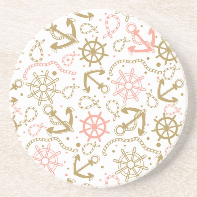 Dessous De Verre En Grès Motif de la Ancre d'or (Devant)