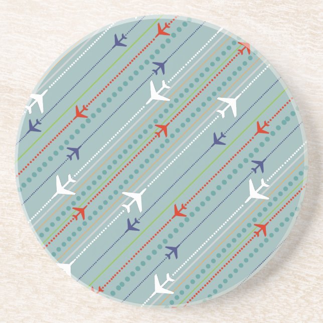 Dessous de verre en grès Motif de l'avion Retro (Devant)