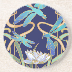 Dessous De Verre En Grès Motif de libellules Art nouveau