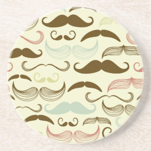 Dessous De Verre En Grès Motif de moustache, rétro style 4
