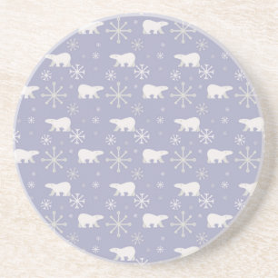 Dessous De Verre En Grès Motif de Noël avec ours polaires et flocons de nei