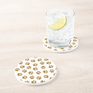 Dessous De Verre En Grès Motif De Pailles, Pailles De Chien, Pailles D'Or O