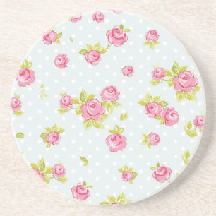 Dessous De Verre En Grès Motif de papier peint d'élégance des roses roses