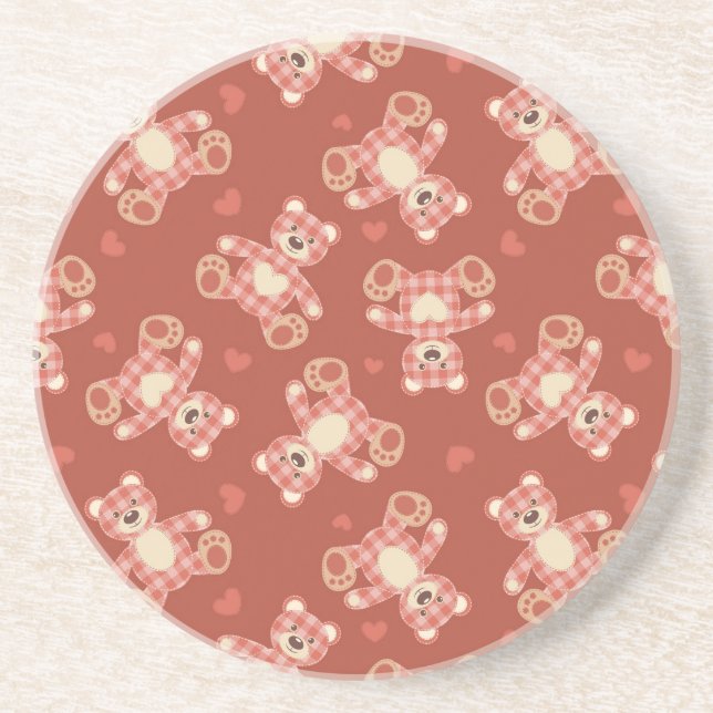 Dessous De Verre En Grès motif de patchwork d'ours (Devant)