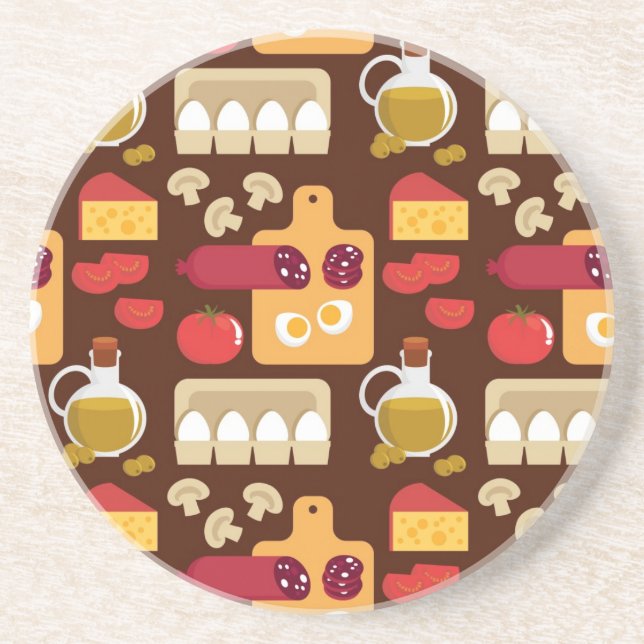 Dessous De Verre En Grès Motif de pizza (Devant)