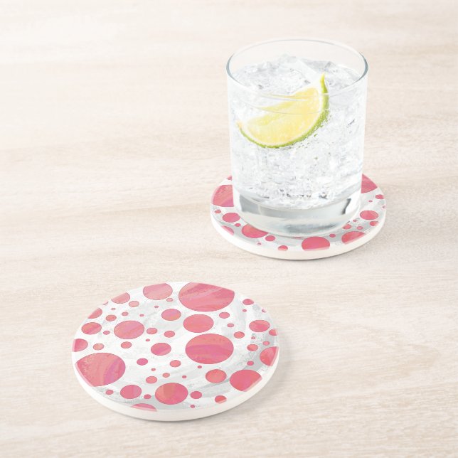 Dessous De Verre En Grès Motif de point de rotation saumon (Côté)