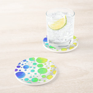 Dessous De Verre En Grès Motif de point Rainbow Icy Polka