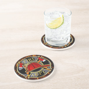 Dessous De Verre En Grès Motif de pompier