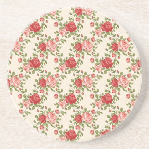 Dessous De Verre En Grès Motif de roses shabby chic vintage