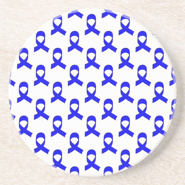 Dessous De Verre En Grès Motif de ruban bleu (Devant)