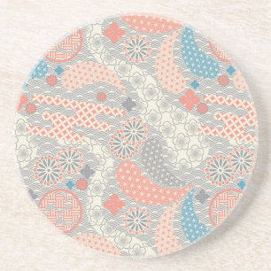 Dessous De Verre En Grès motif de style japonais. Illustration.