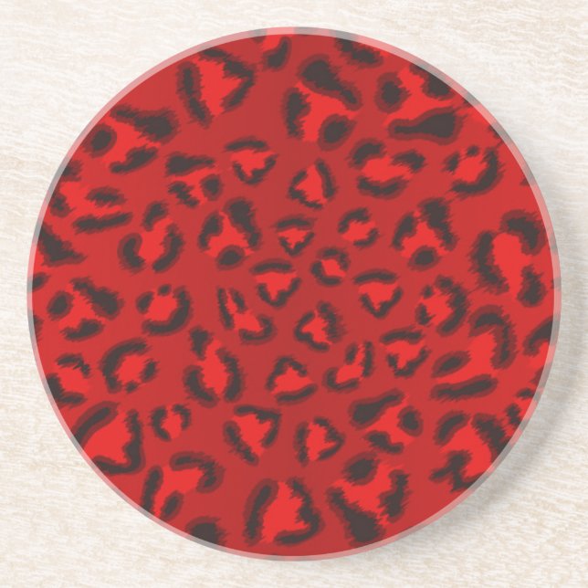 Dessous De Verre En Grès motif de texture léopard rose. (Devant)
