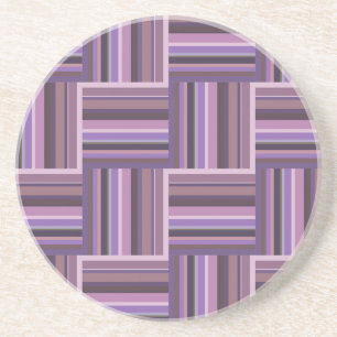 Dessous De Verre En Grès Motif de tissage à bandes mauve