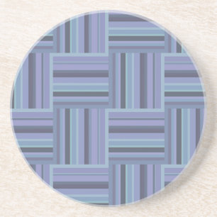 Dessous De Verre En Grès Motif de tissage à rayures bleu-gris