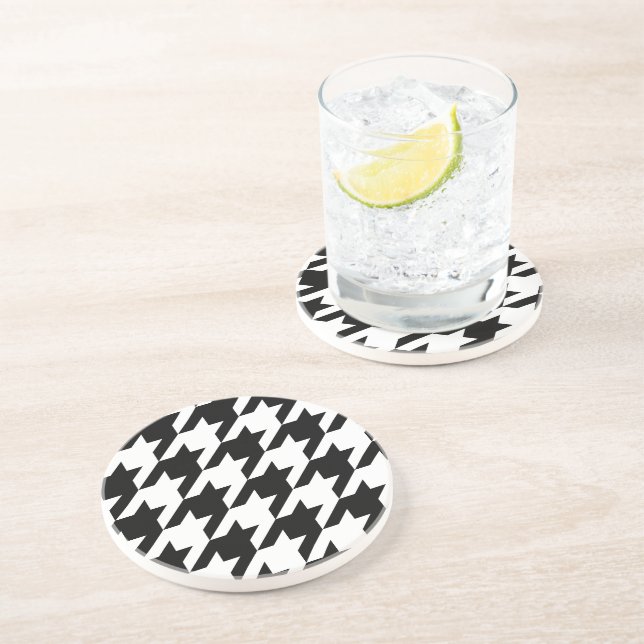 Dessous De Verre En Grès Motif de tissage noir noir noir (Côté)