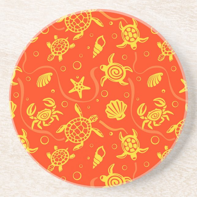 Dessous De Verre En Grès Motif de tortues (Devant)