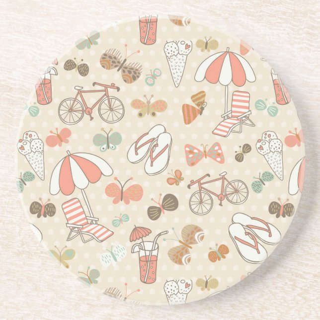 Dessous De Verre En Grès Motif de vacances d'été (Devant)