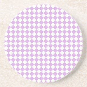 Dessous De Verre En Grès Motif de vérification violet et blanc