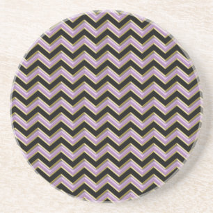 Dessous De Verre En Grès Motif de zigzag de noir d'or d'améthyste