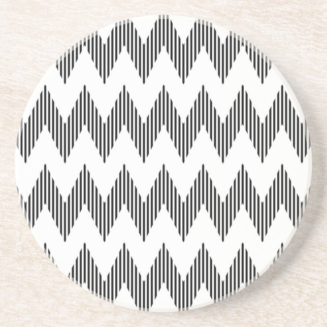 Dessous De Verre En Grès Motif de zigzag géométrique (Devant)