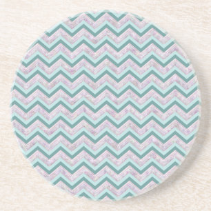 Dessous De Verre En Grès Motif de zigzag turquoise floral de perle
