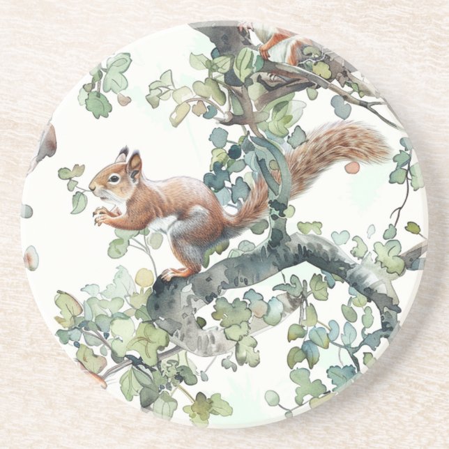 Dessous De Verre En Grès Motif d'écureuils mignons (Devant)