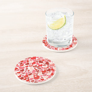 Dessous De Verre En Grès Motif Des Coeurs, Coeurs Rouges, Amour