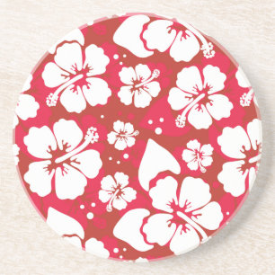 Dessous De Verre En Grès Motif des fleurs d'Hibiscus