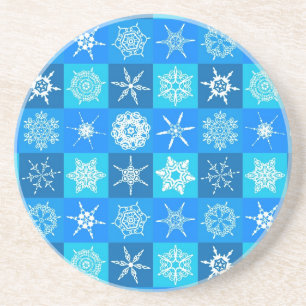 Dessous De Verre En Grès Motif des flocons bleus