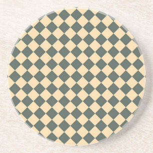 Dessous De Verre En Grès Motif diamant à carreaux jaune vert